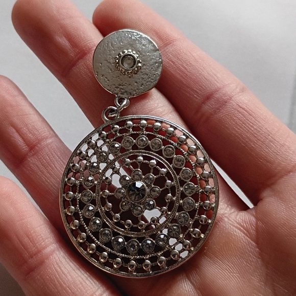 Elegant Silver Hoop and Dangle Earrings Set - Picture 8 of 10